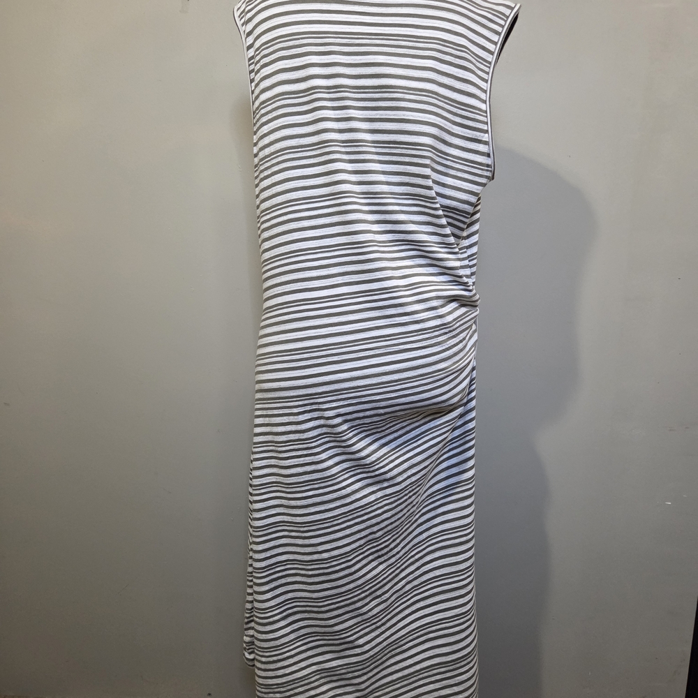 Talbots Olive and White Striped Side Tie Dress - Picture 3 of 5
